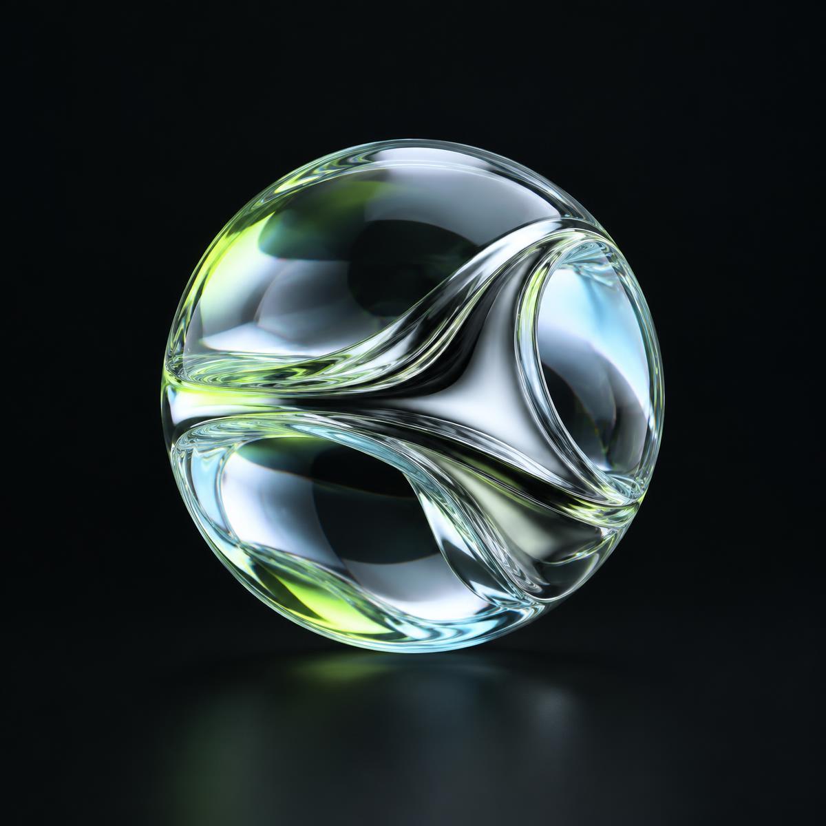 Abstrakt flytande glasskulptur